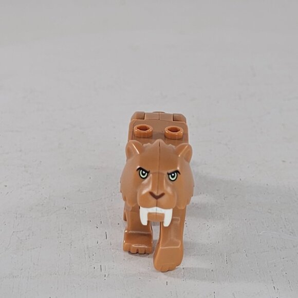 Lego Sabertooth Tiger Animal Minifigure Brown With Striped Details & Fangs - Picture 3 of 6